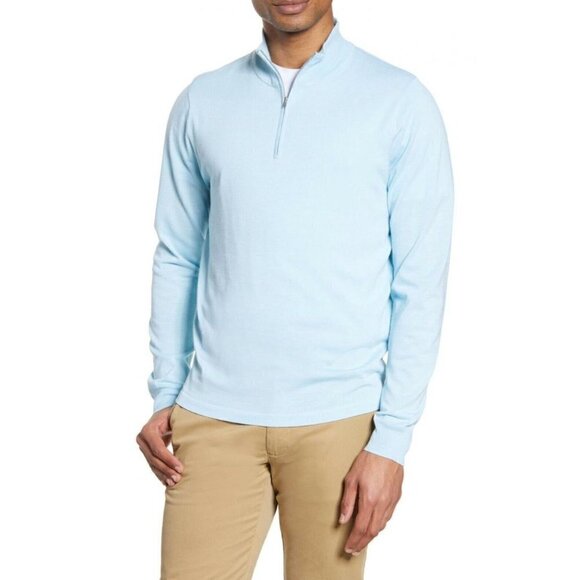 NWT NORDSTROM Men's Shop Tech-Smart CoolMax® 1/4 Zip Sweater Blue Skyway $99.50 - Picture 2 of 13